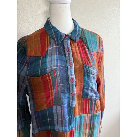 Sundance Multi-Colored Patchwork Boho Tunic Long Sleeve Dress Women Size Medium - Picture 5 of 9